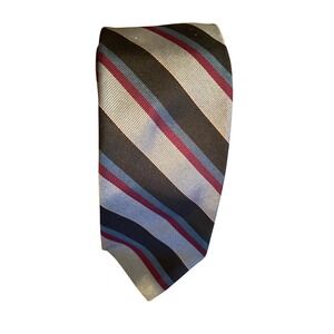 Ferrell Reed Garys‎ Company Silk Tie Mens Striped Blue Grey Red Woven in England